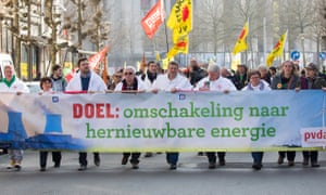 A demonstration against the nuclear power plants of Doel and Tihange, in Antwerp, Belgium, on 12 March 2016.