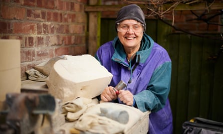 Ane Freed-Kernis, who became a sculptor after a career in social work, in Manchester.