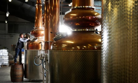 Copper stills at the Glasgow Distillery