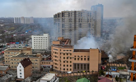 Smoke rises from an FSB building in Rostov-on-Don, Russia.
