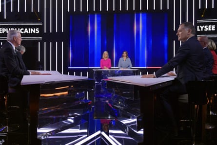 Laurence Ferrari and Sonia Mabrouk of CNews host a debate between the Les Républicains candidates for the French presidential election.