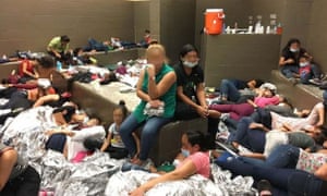 Women held in a border patrol detention centre in Texas