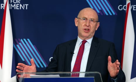 British defence secretary John Healey delivers a speech on UK defence reform in central London.