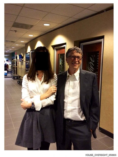 Bill Gates appears with a woman, who’s identity has been obscured, in one of the latest images from the Epstein estate released by the House oversight committee Democrats.
