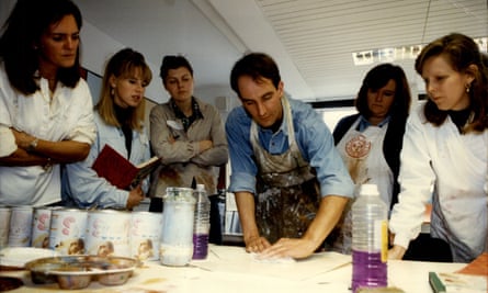 Kevin McCloud in 1992, teaching sophisticated decorative finishes and soft furnishings to pupils at a design school in west London.