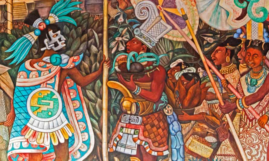 A 1950 fresco of Totonac civilisation by Diego Rivera depicts offerings to the emperor (left) of fruit, tobacco, cocoa and vanilla.