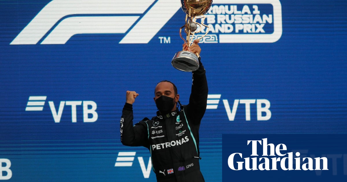 Lewis Hamilton claims 100th F1 win as Lando Norris skids off track in Russia