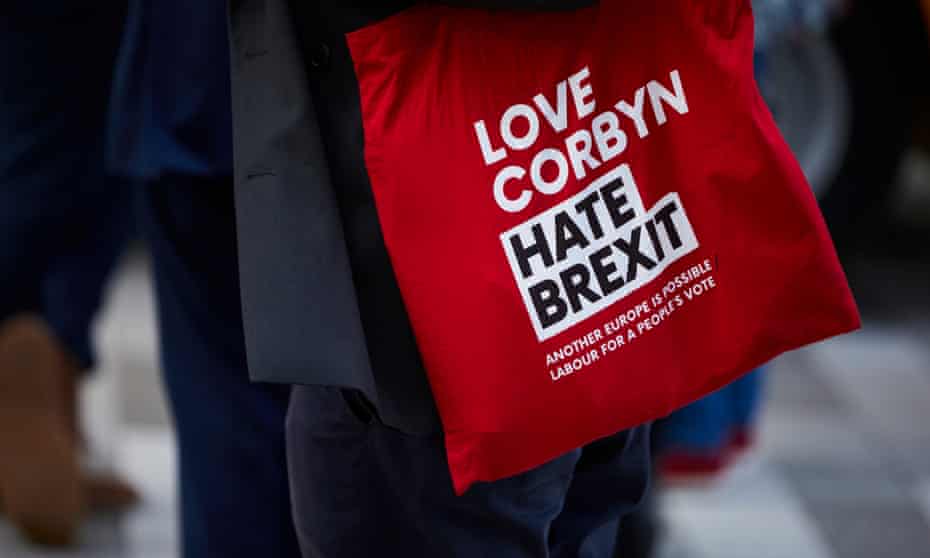 A ‘Love Corbyn, hate Brexit’ tote bag is seen at Labour conference