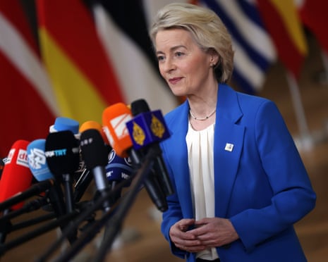 European Commission President Ursula von der Leyen attends the EU Council Summit in Brussels, Belgium.