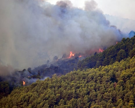 Fire in the village of Castillo de Onda, Castellon, Spain.
