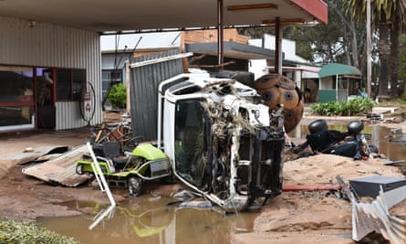 Flood damage in the town of Eugowra, Central West New South Wales