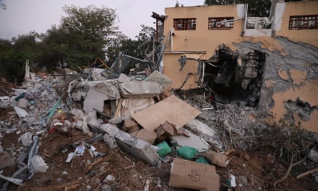 Destruction at kibbutz Be'eri