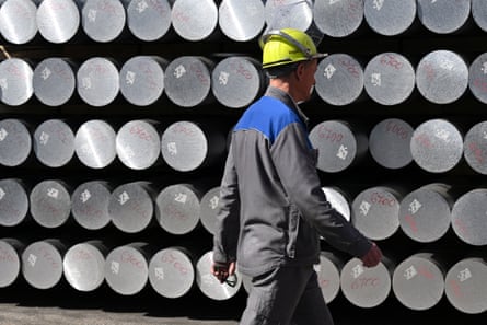 Finished aluminium materials are stored on the premises of Hammerer Aluminium Industries in Ranshofen, Austria.