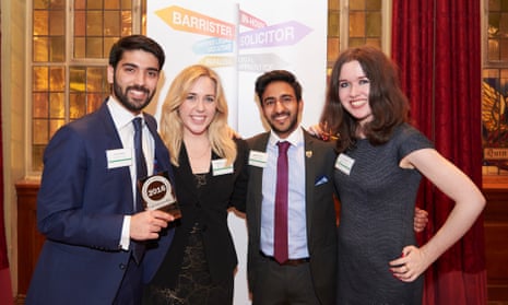 As an aspiring lawyer, getting involved in your university’s student law society looks great to prospective employers. Pictured: Farhan Shahid (left) with Warwick University law society’s award at the student law society awards.