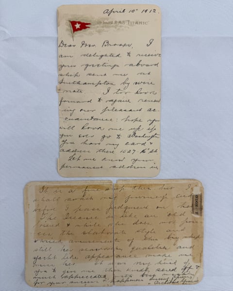 Col Archibald Gracie’s letter penned aboard the Titanic