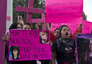 Families and friends march against gender violence on the outskirts of Mexico City