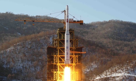 Korean rocket Unha-3, carrying the satellite Kwangmyongsong-3, lifting off from the a launchpad in North Pyongan province in North Korea in 2012.