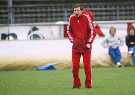 Alex Ferguson takes training ahead of the 1983 Cup Winners’ Cup final between Aberdeen and Real Madrid.