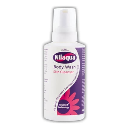 Nilaqua No-Rinse Body Wash Skin Cleanser, 500ml bottle.