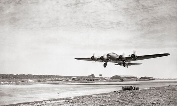 An RAF Boeing Fortress Mark I takes off from Polebrook during the second world war.