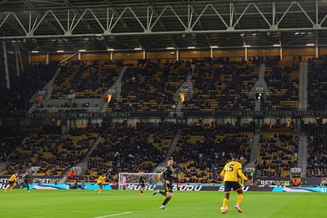 Empty seats are seen at Molineux.