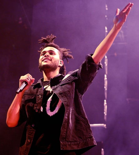 Musician the Weeknd (Abel Tesfaye) on stage at The O2 Arena, London, 26 November 2013