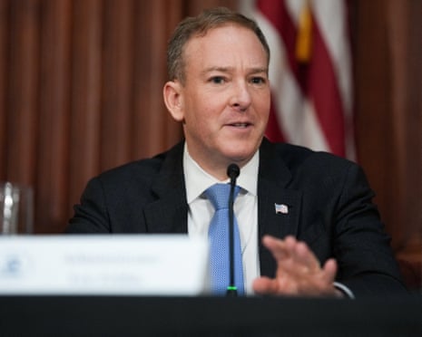Lee Zeldin speaks during an announcement on microplastics at the EPA headquarters in Washington DC, 2 April 2026.