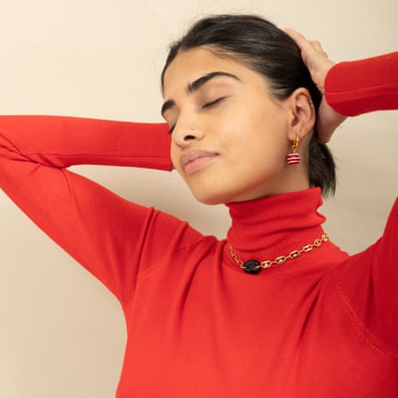 Sandralexandra Single Red Stripey Bola earring