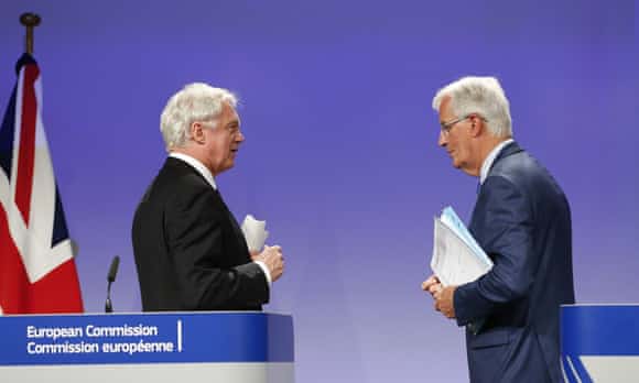 David Davis (left) and Michel Barnier
