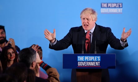 Boris Johnson speaks to supporters after his election victory