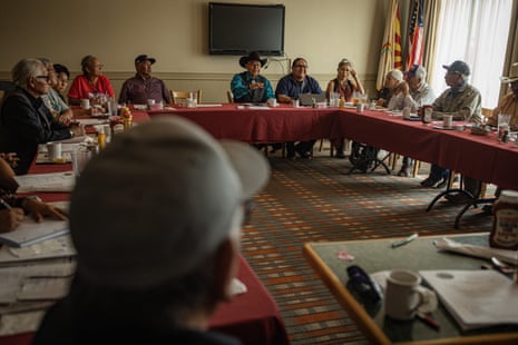 Frank Dayish (wearing black cowboy hat), who grew up on the Navajo reservation, leads one of the Peyote Way of Life Coalition’s meetings in Window Rock, Arizona.