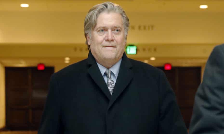 Steve Bannon leaves a House Intelligence Committee meeting on Capitol Hill Tuesday in Washington DC.