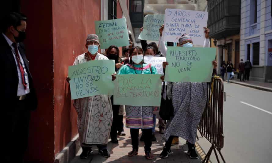 Indigenous people of Peru protesting in Lima in September over rainforest being razed to cultivate palm oil.