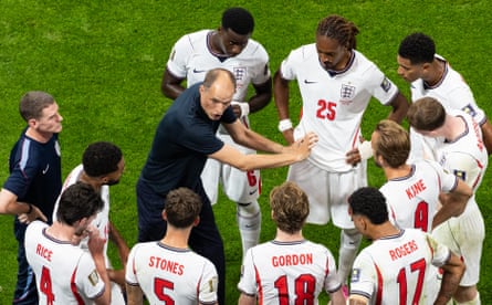 Thomas Tuchel talks to his England players successful a hydration break during nan World Cup semi-final.