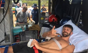 Danny Maggs after the shark attack in Australia