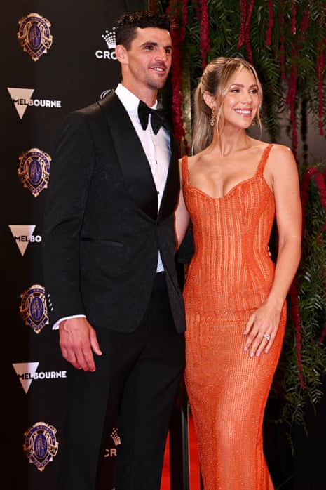 Scott Pendlebury of the Collingwood Magpies and Alex Pendlebury pose on the red carpet as they arrive ahead of the 2023 Brownlow Medal at the Crown Palladium on September 25, 2023 in Melbourne, Australia. (Photo by Quinn Rooney/Getty Images)