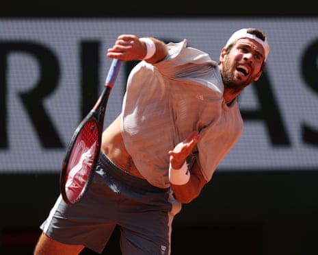 Khachanov serves.