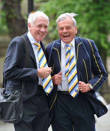 Harry Gration, left, with Dickie Bird in 2013. Gration won a Royal Television Society award for his documentary about the cricket umpire –Dickie Bird: A Rare Species (1996).