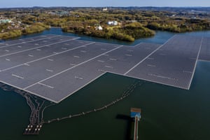 The Yamakura dam floating solar power plant in Ichihara, Japan