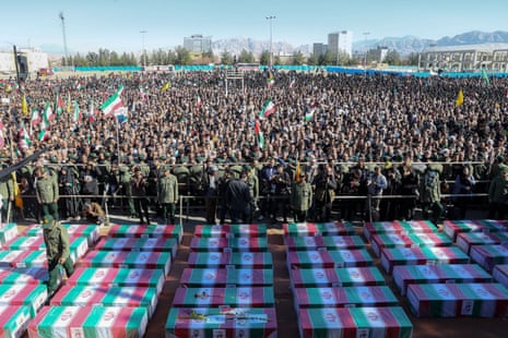 A view of the mass funeral in Kerman on 5 January for victims killed in twin blasts on 3 January.