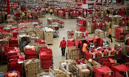 A Royal Mail sorting office.