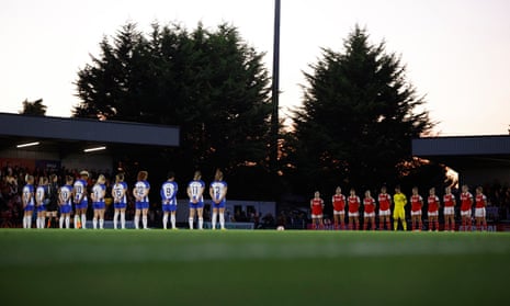 A minute’s silence between Arsenal and Brighton and Hove Albion in the Women’s Super League on Friday night at Borehamwood.