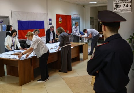 Electoral officers counting the ballots at a polling station in Podolsk, Moscow region, Russia, 20 September 2026. Voting in the State Duma elections took place over three days from 18 to 20 September.