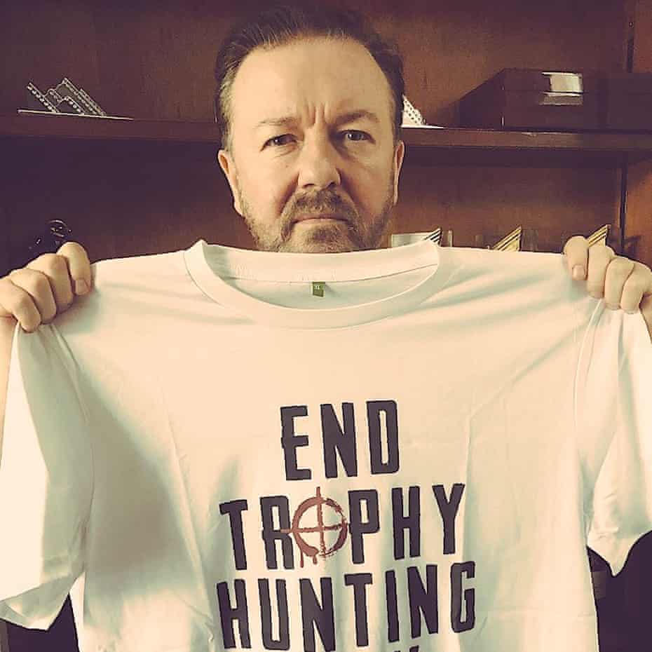 Celebrities including Ricky Gervais have spoken out in support of bans on trophy hunting.