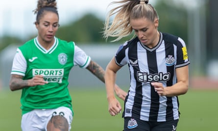Emma Kelly in Newcastle’s new home strip against Hibernian