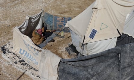 A Syrian man in Al Zaatari refugee camp, Jordan.