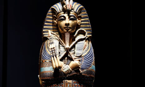 A gold inlaid coffinette of Tutankhamun.