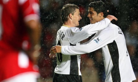 Ole Gunnar Solskjær, the Manchester United manager, with Cristiano Ronaldo in 2006