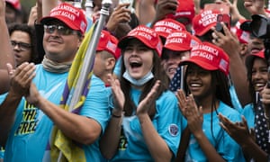 Supporters of Donald Trump rally at The Ellipse, before entering the White House