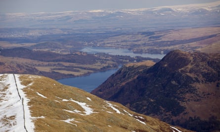 A view of Ullswater seen from the flanks of Helvellyn.